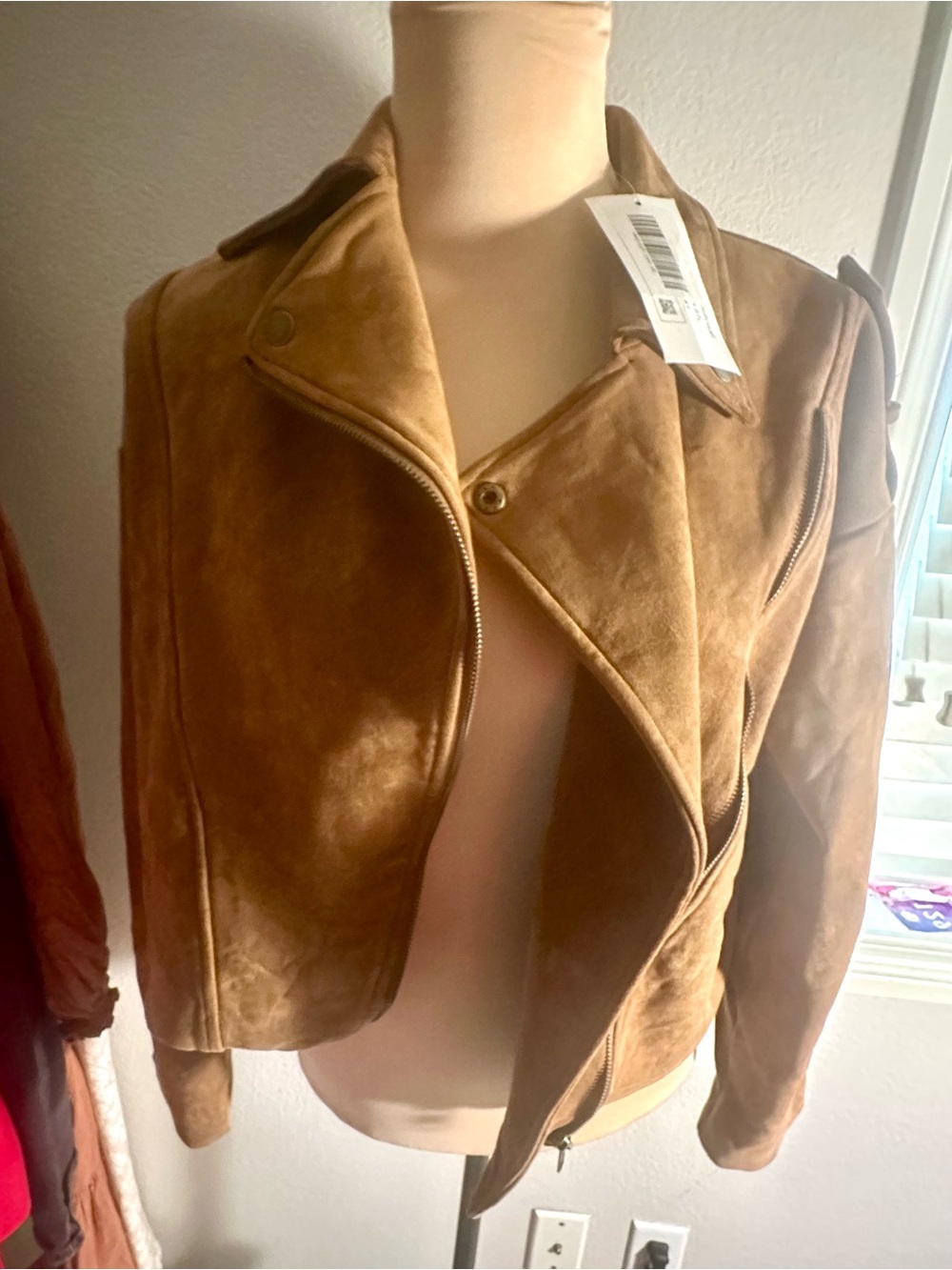 12th Tribe Cognac Suede Moto Jacket